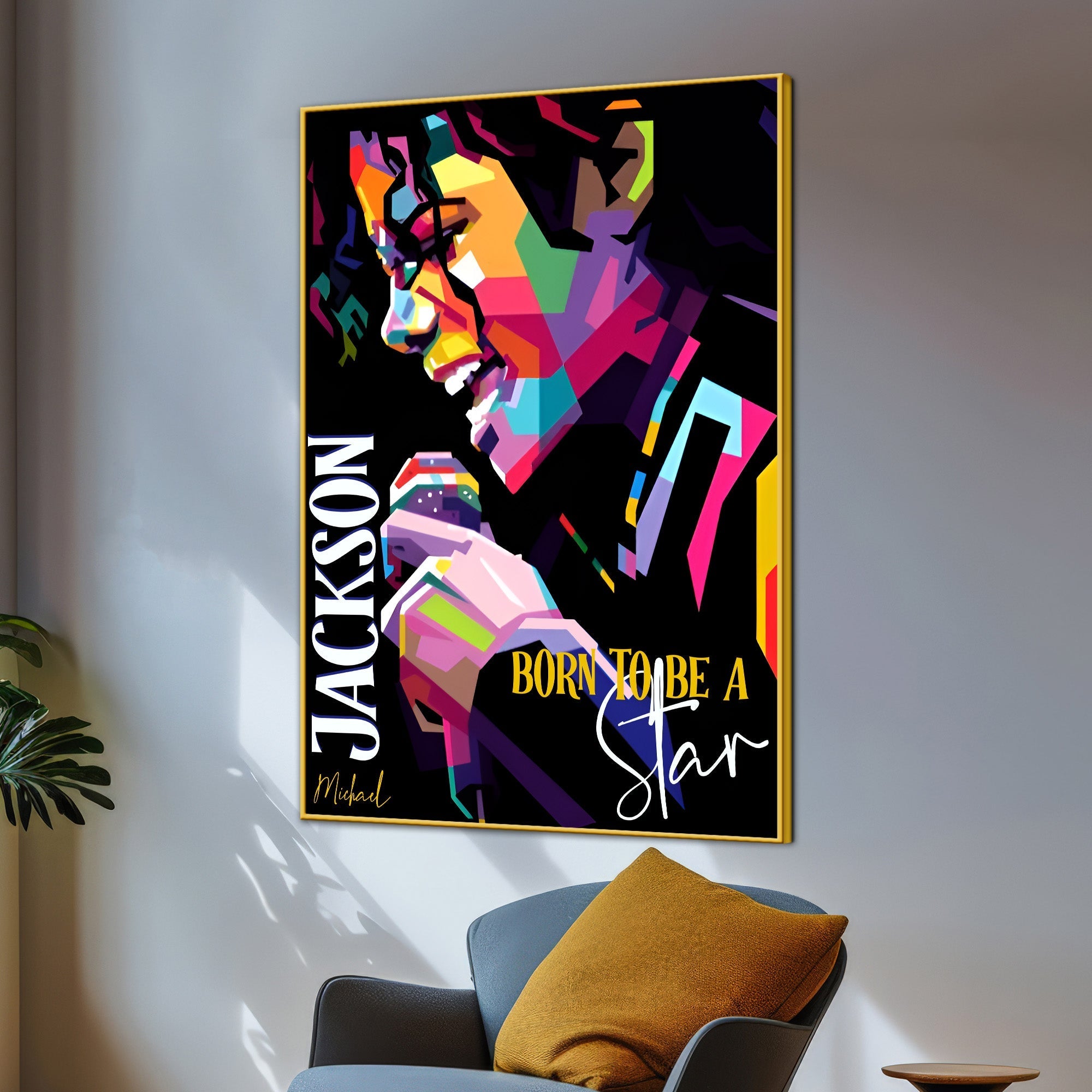 Born To Be Star MJ Cotton Canvas Wall Painting