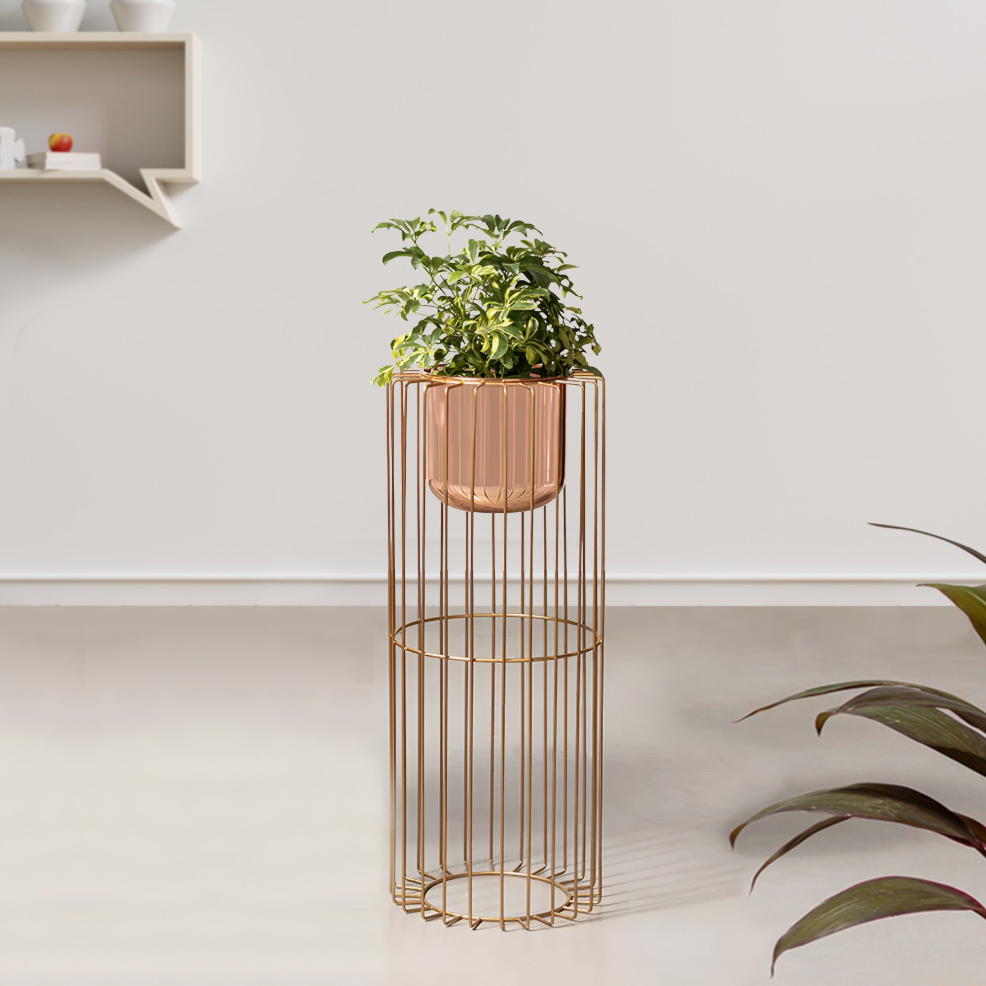 Botanic Couture Gold Stand & Ross Gold Pot - Medium Size Planter