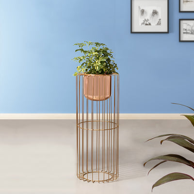 Botanic Couture Gold Stand & Ross Gold Pot - Medium Size Planter