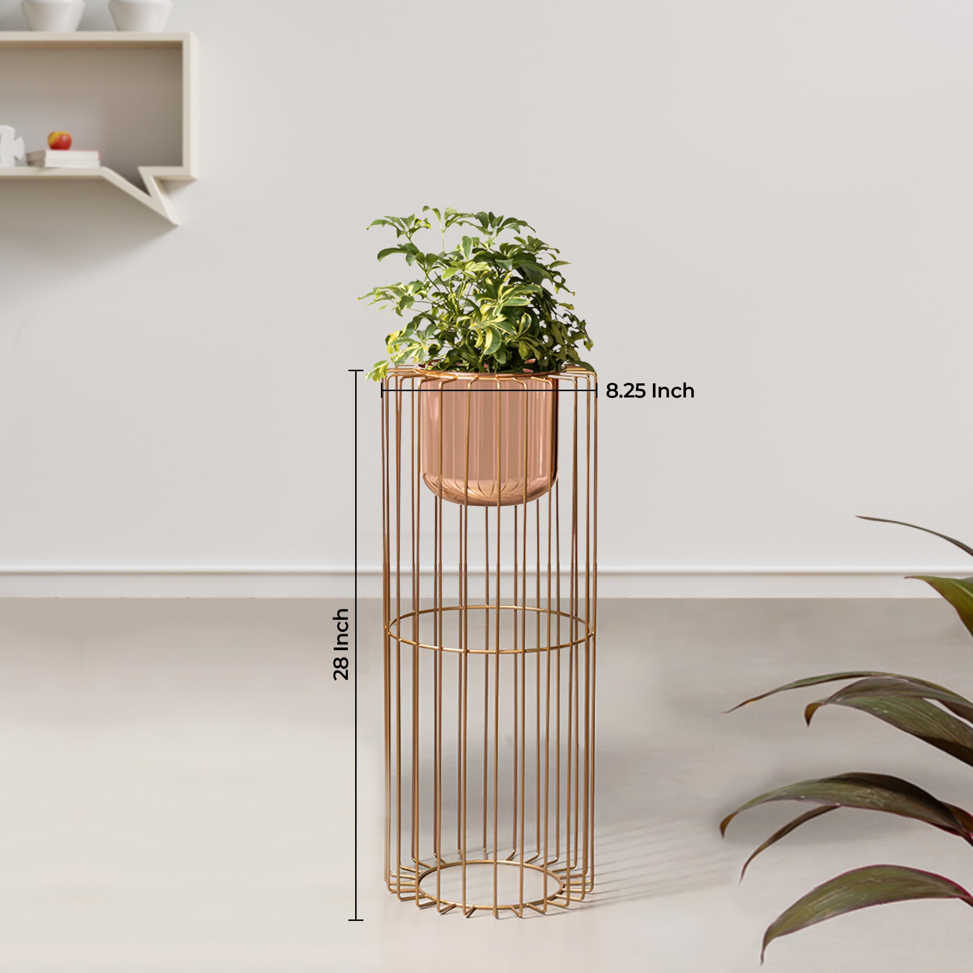 Botanic Couture Gold Stand & Ross Gold Pot - Medium Size Planter