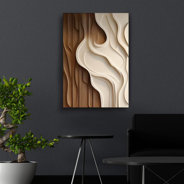 Brown and Cream Abstract Relief 3D Wall Art Home Decor