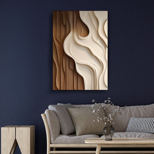 Brown and Cream Abstract Relief 3D Wall Art Home Decor