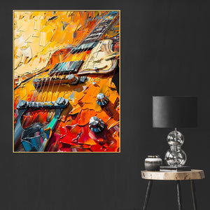 Brushstroke Of The Guitar Cotton Canvas Wall Painting