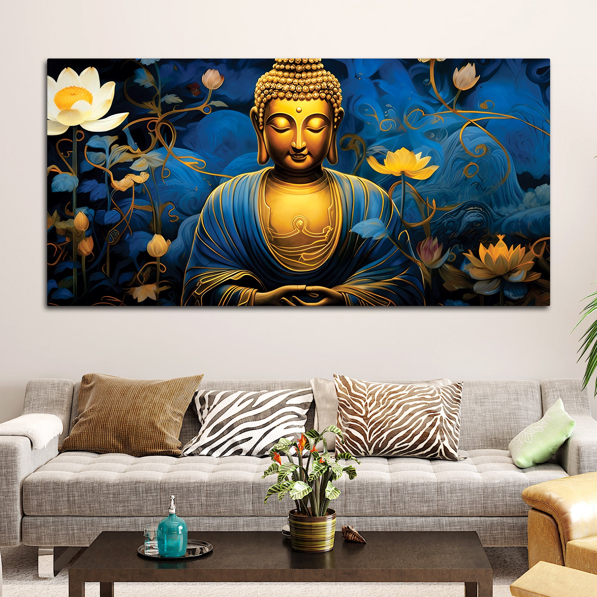 Buddha Blessing Painting for Good Vibes Home Décor