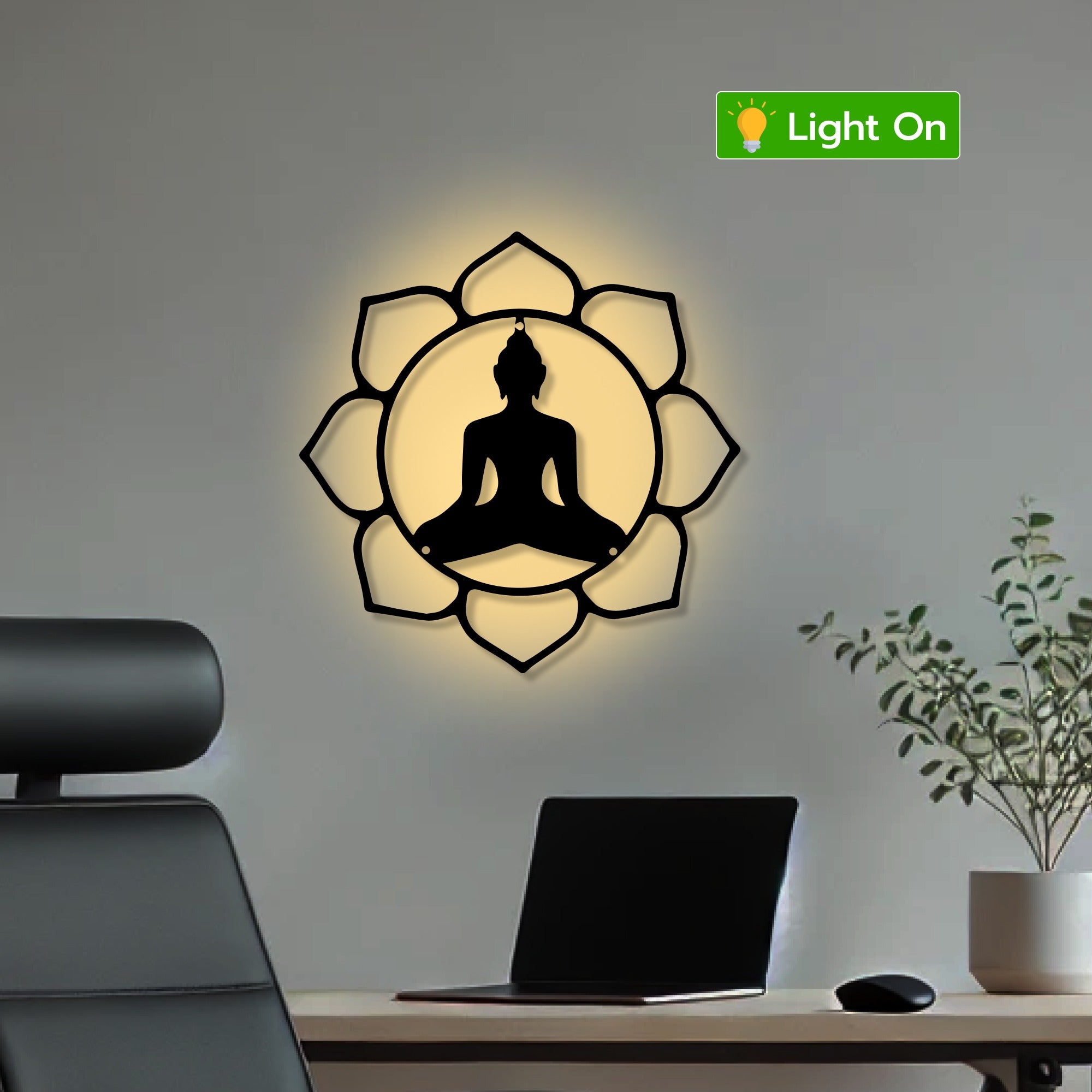 Buddha Calm & Peaceful Statue Metal Art Wall Decor