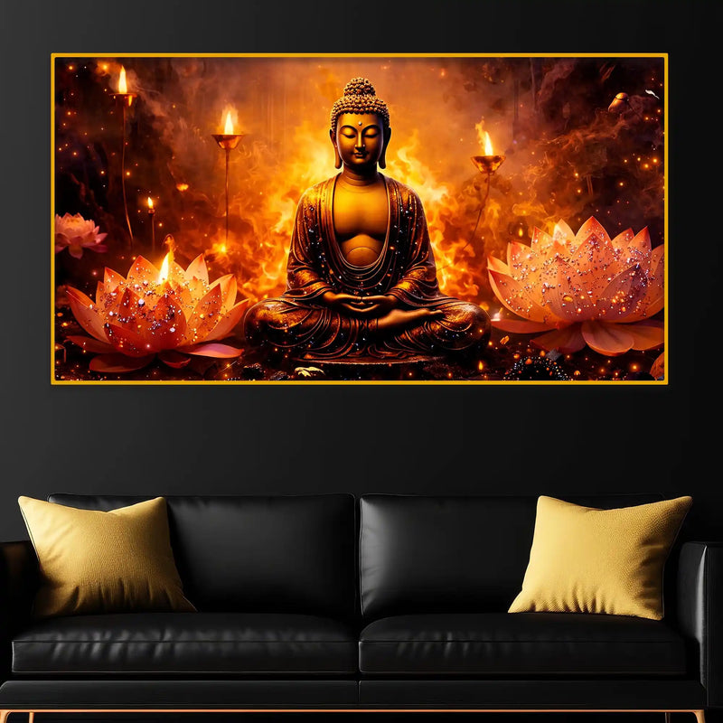 Buddha Energy Crystal Glass Painting for Living Room