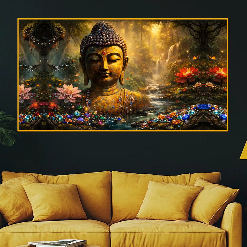 Buddha Enlightenment Art Crystal Glass Painting for Elegant Home Decor