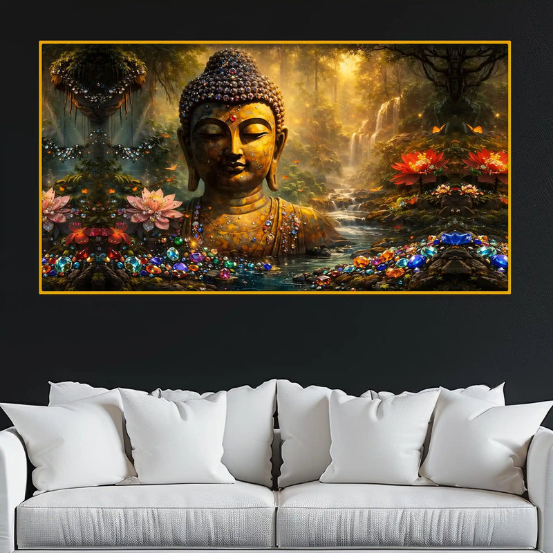 Buddha Enlightenment Art Crystal Glass Painting for Elegant Home Decor