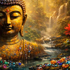 Buddha Enlightenment Art Crystal Glass Painting for Elegant Home Decor