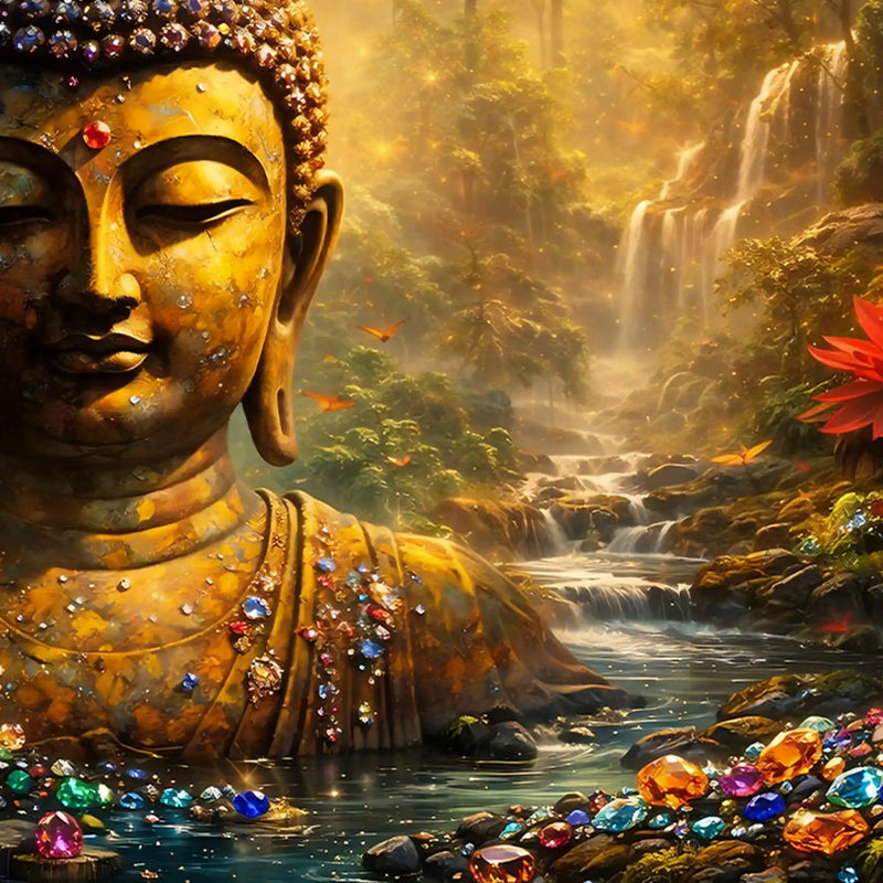 Buddha Enlightenment Art Crystal Glass Painting for Elegant Home Decor