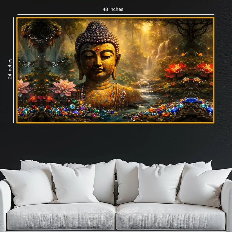 Buddha Enlightenment Art Crystal Glass Painting for Elegant Home Decor