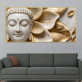 Buddha Harmony Gold Leaves 3D Canvas Wall Painting