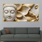 Buddha Harmony Gold Leaves 3D Canvas Wall Painting
