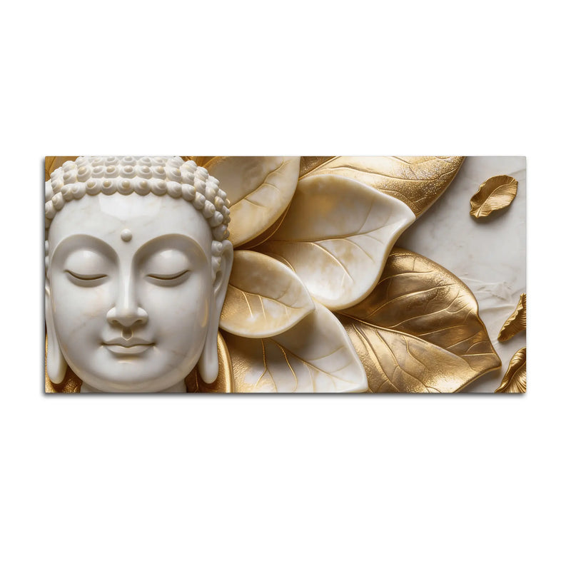 Buddha Harmony Gold Leaves 3D Canvas Wall Painting