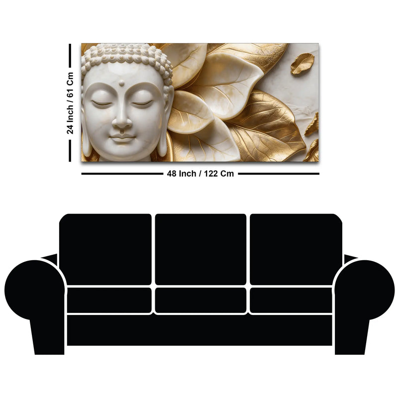 Buddha Harmony Gold Leaves 3D Canvas Wall Painting