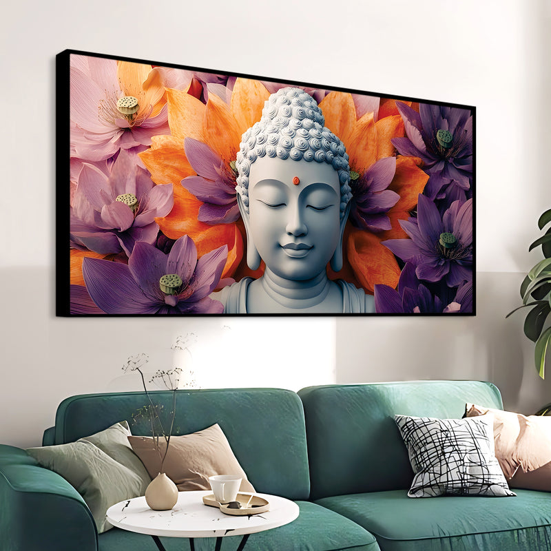 Buddha Head Wall Painting – Luxury Living Room Decor