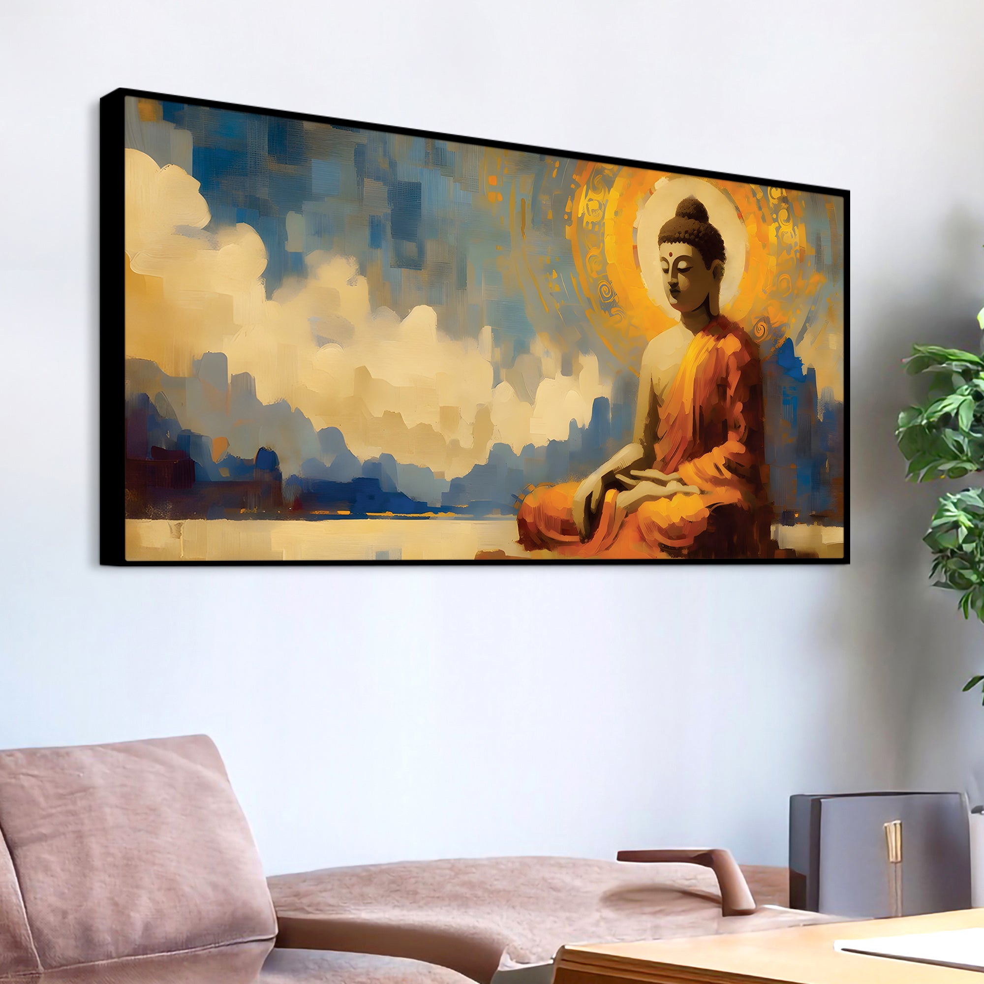 Buddha Meditation Wall Painting – Modern Luxury Decor