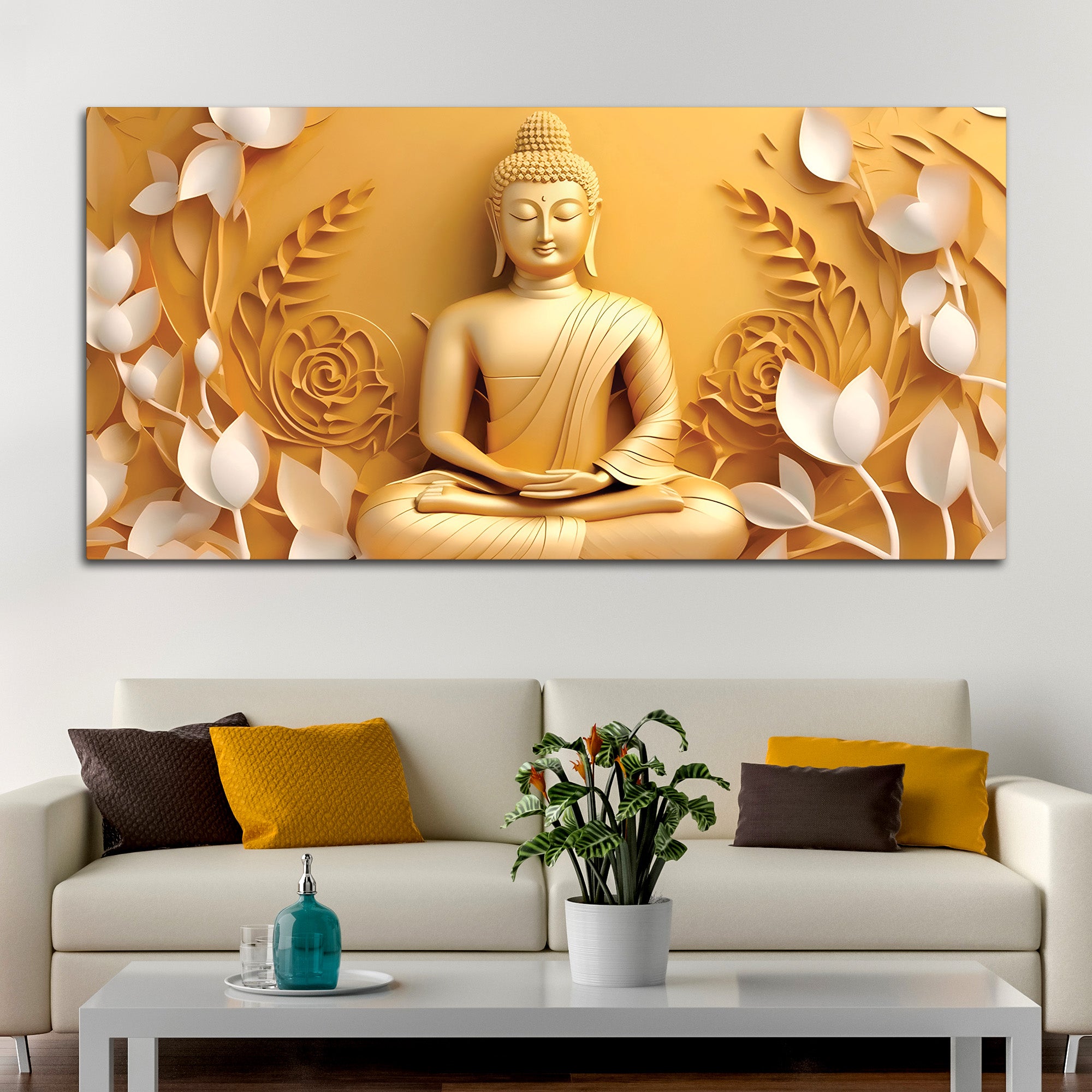 Buddha Room Decor Canvas – Modern Spiritual Artwork
