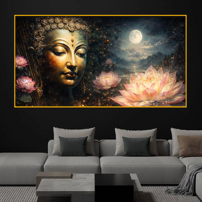 Buddha Serenity Crystal Glass Painting for Living Room Décor