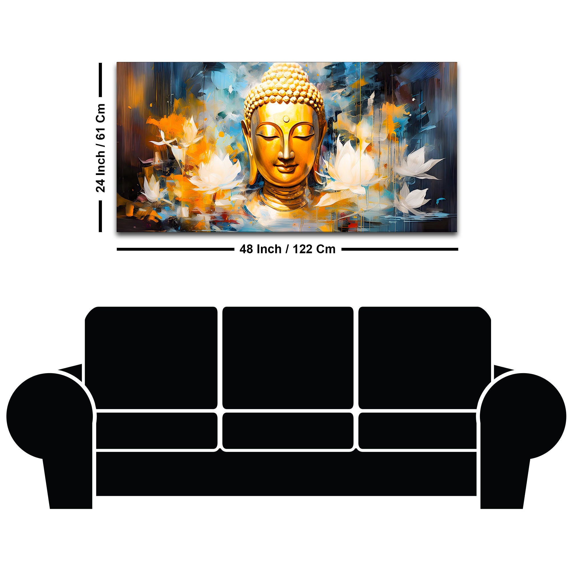 Buddha Spiritual Canvas Wall Painting for Office & Living Room