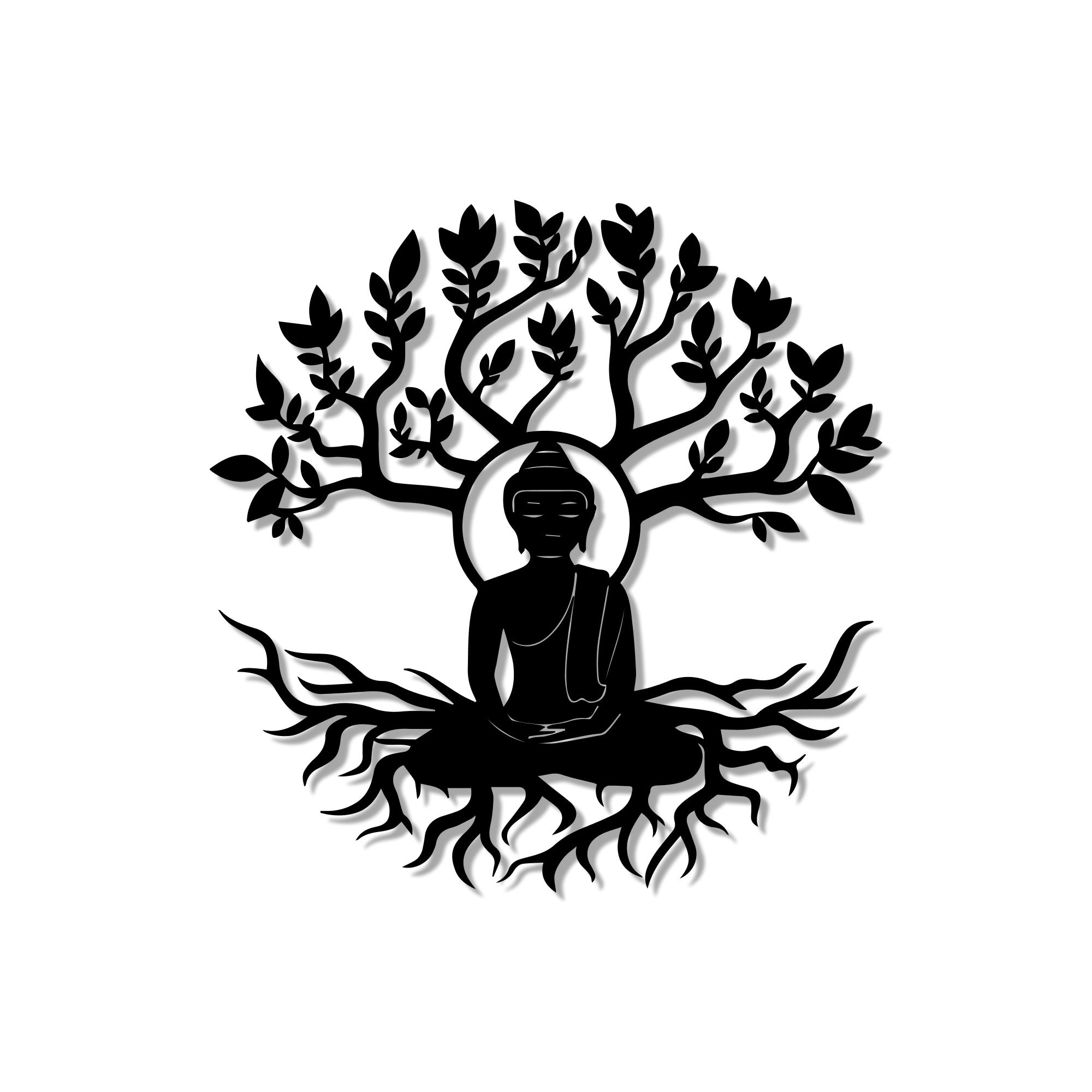 Buddha Tree Peaceful Meditation Metal Art Wall Decor
