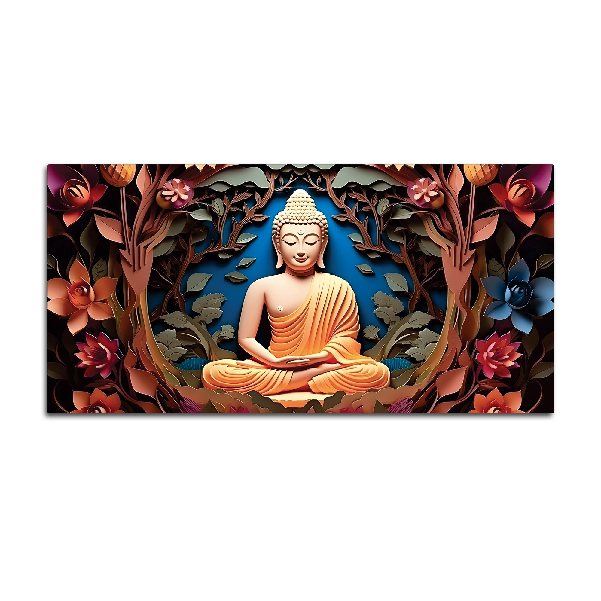Buddha Wall Art with Floral Design – Luxury Canvas Painting