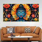 Buddha Wall Art with Floral Design – Peaceful Canvas Painting