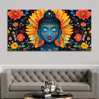 Buddha Wall Art with Floral Design – Peaceful Canvas Painting