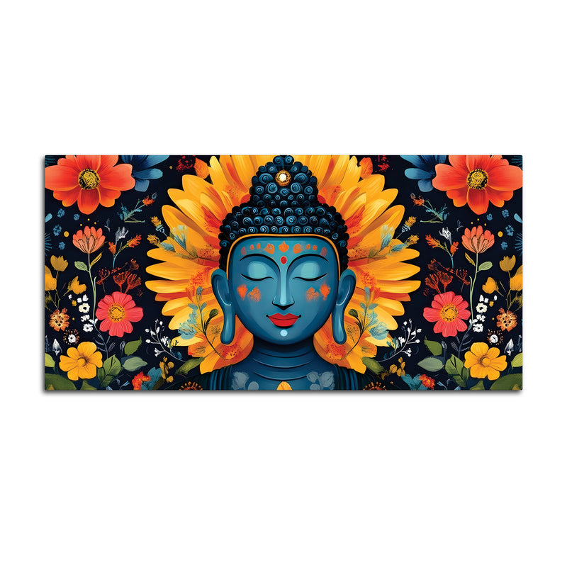 Buddha Wall Art with Floral Design – Peaceful Canvas Painting