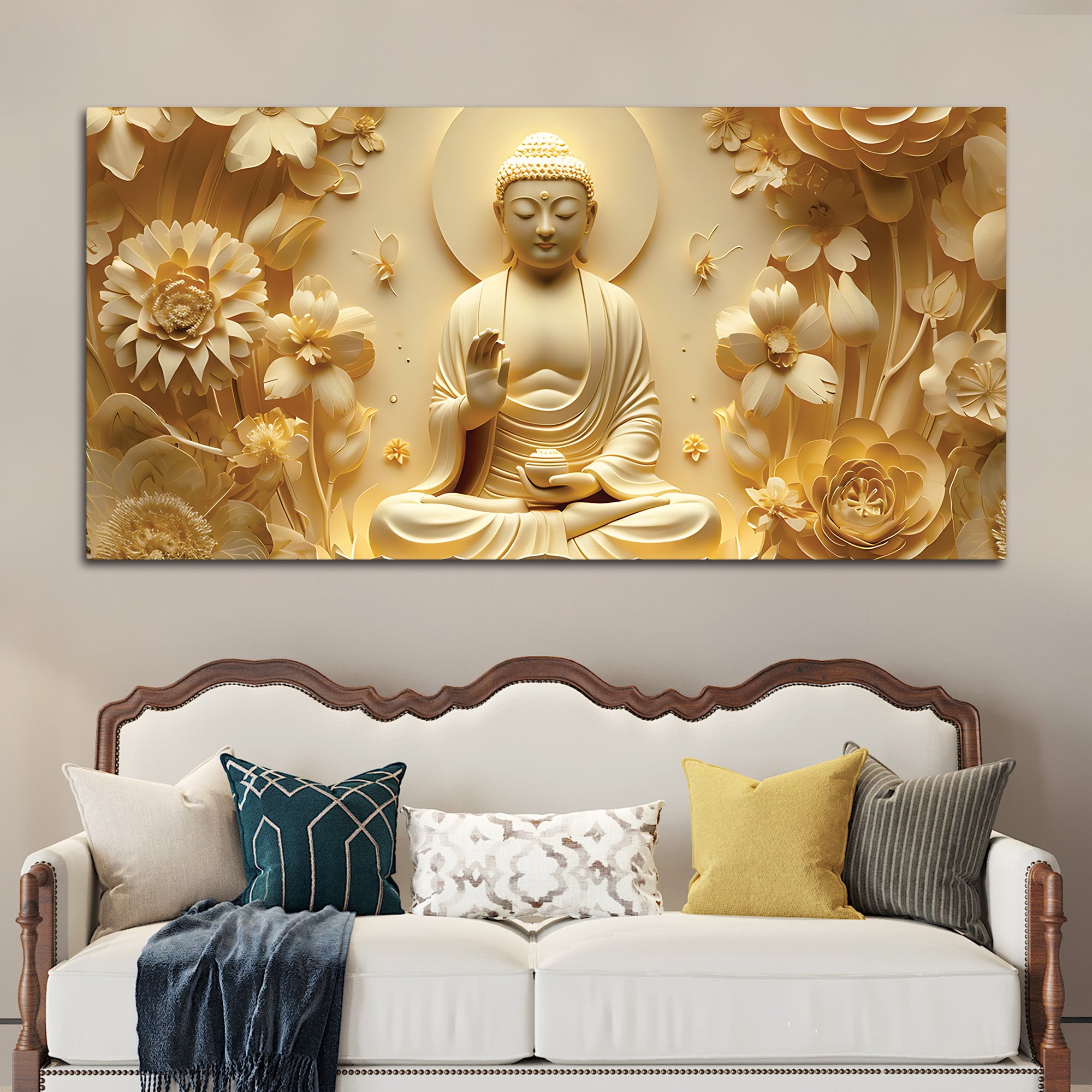 Buddha Wall Painting Decor for Positive Home Energy