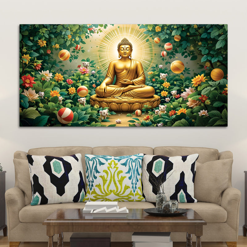 Buddha Wall Painting for Spiritual Interior Décor