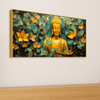 Buddha Wall Painting with Floral Leaves for Peace