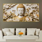 Buddha with Lotus Flowers 3D Canvas Wall Painting
