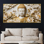 Buddha with Lotus Flowers 3D Canvas Wall Painting