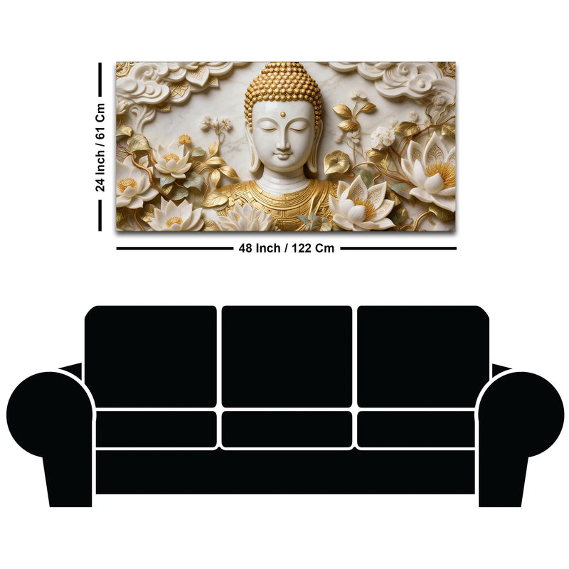 Buddha with Lotus Flowers 3D Canvas Wall Painting