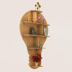 Hot Air Balloon Backlit Designer Wooden Wall Shelf / Book Shelf / Night Light, Light Oak Finish