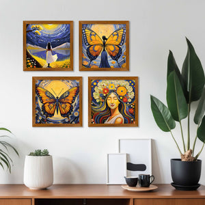 Butterflies Modern Art Wall Frame Set of Four