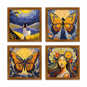 Butterflies Modern Art Wall Frame Set of Four