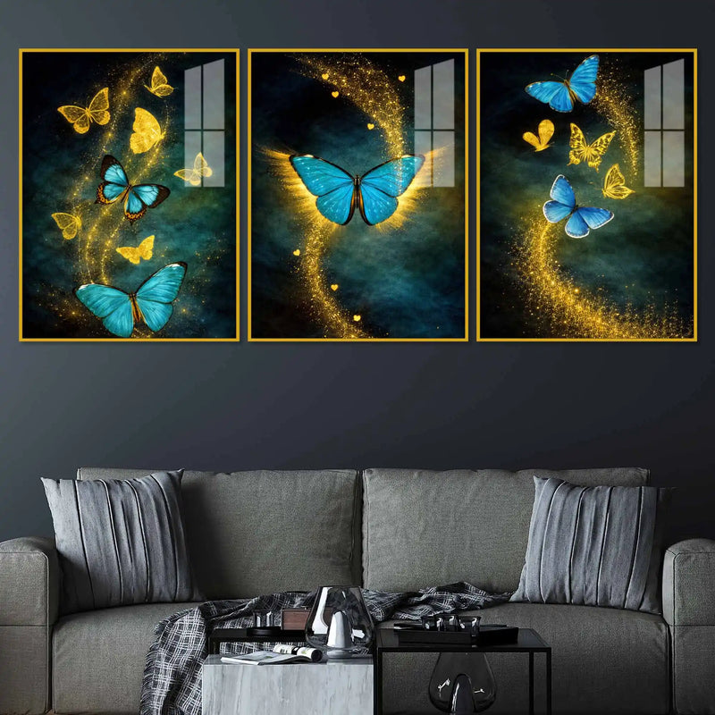 Butterfly Magic Acrylic Wall Decor Painting Set of 3
