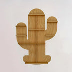 Cactus Shape Designer Wooden Wall Shelf / Book Shelf, Light Oak Finish