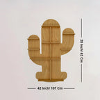 Cactus Shape Designer Wooden Wall Shelf / Book Shelf, Light Oak Finish