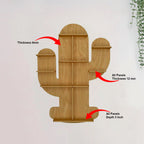 Cactus Shape Designer Wooden Wall Shelf / Book Shelf, Light Oak Finish