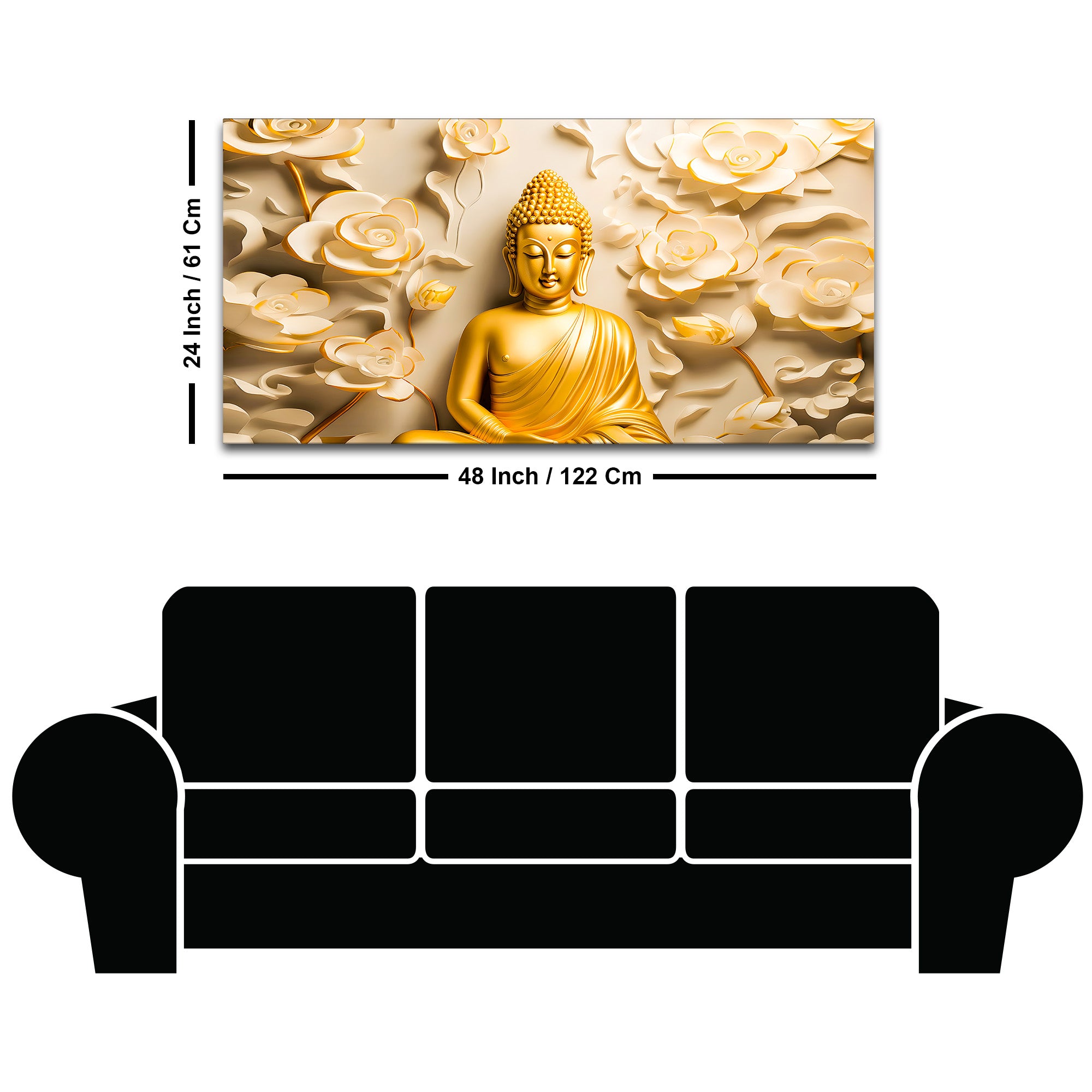 Calm & Positive Buddha Wall Painting for Spiritual Decor
