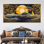 Calming Buddha Canvas Painting with Moonlight & Nature