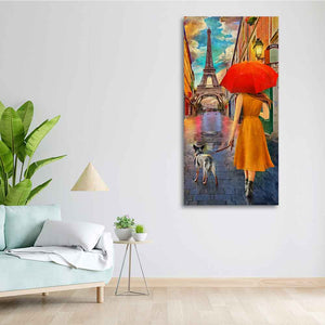 Canvas Wall Hanging Painting Rainy Day Street View of Paris