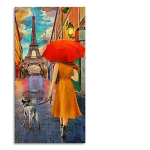 Canvas Wall Hanging Painting Rainy Day Street View of Paris