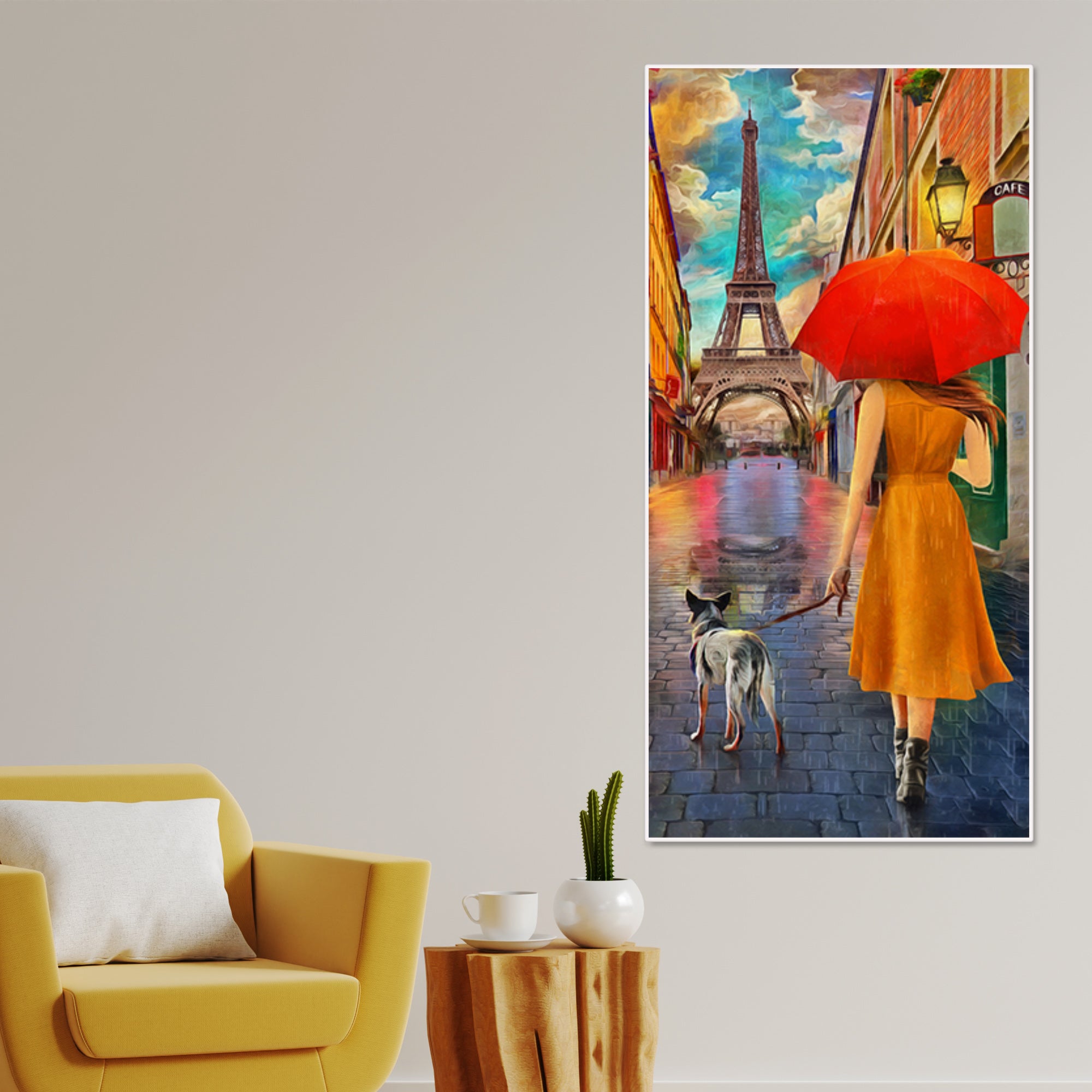 Canvas Wall Hanging Painting Rainy Day Street View of Paris