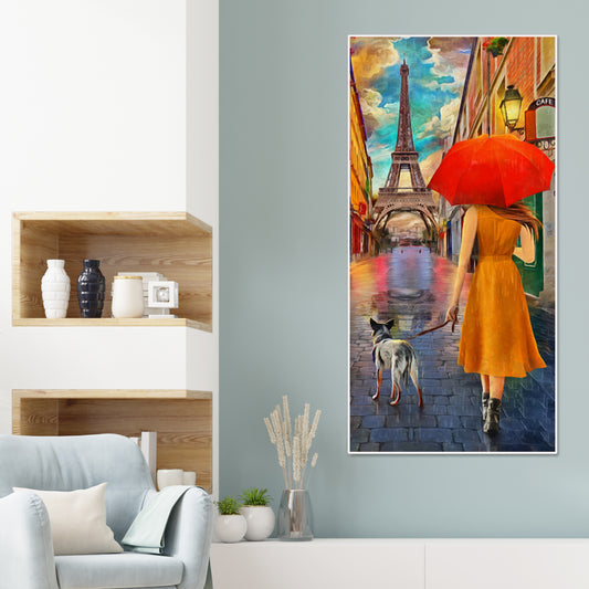 Canvas Wall Hanging Painting Rainy Day Street View of Paris