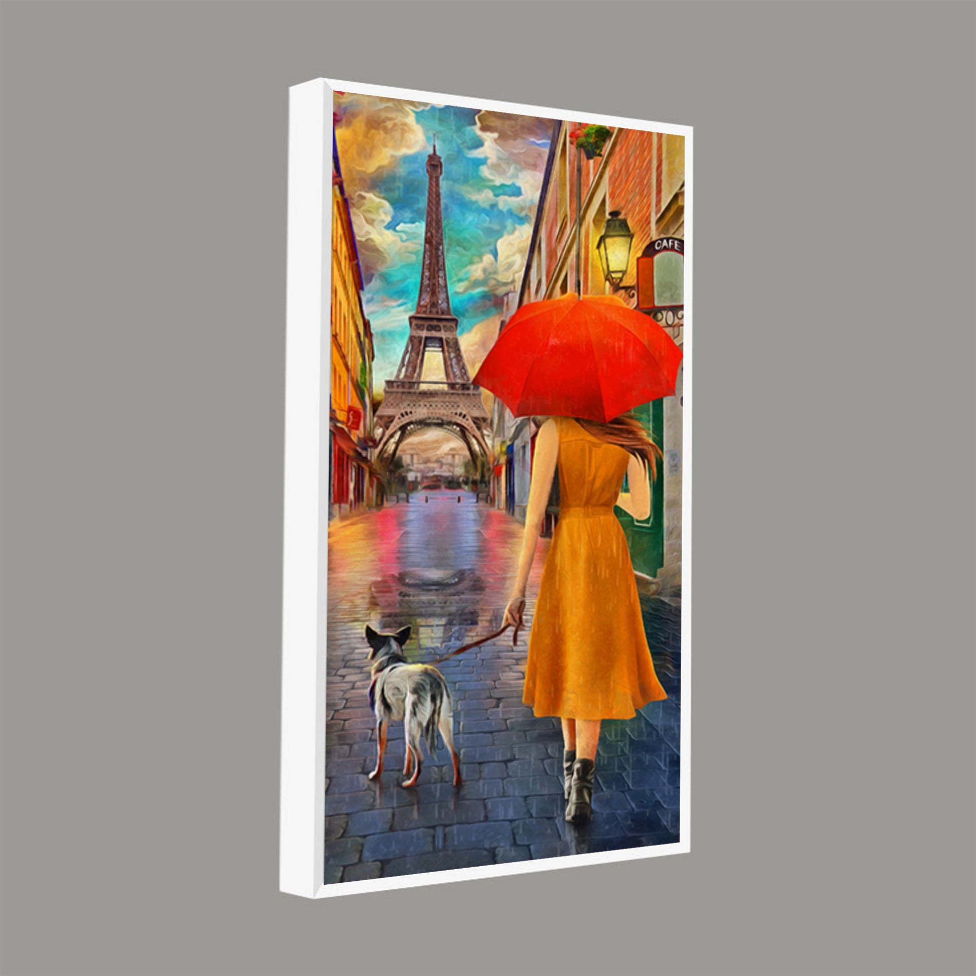 Canvas Wall Hanging Painting Rainy Day Street View of Paris