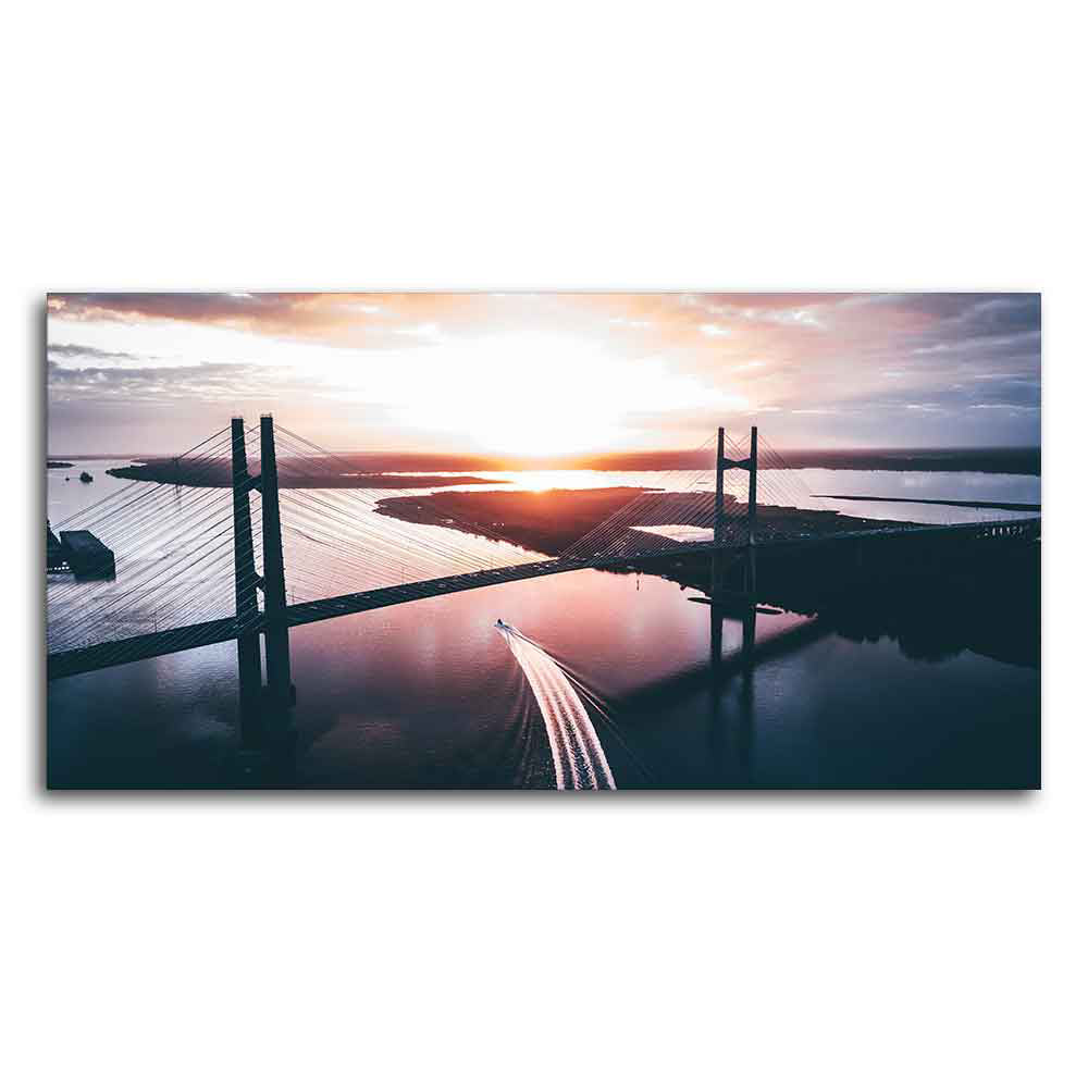 Canvas Wall Painting of Beautiful Bridge in Sunset